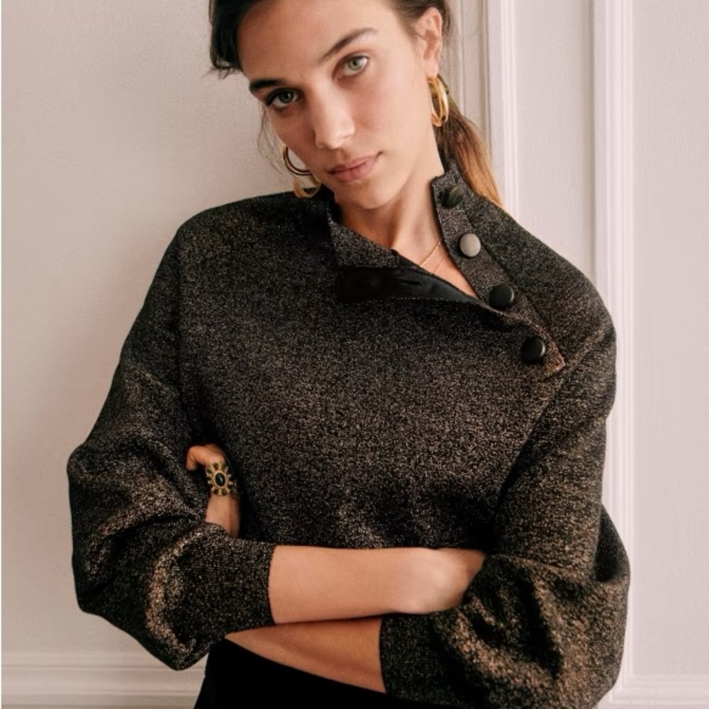 Sezane Bronze Button-Detail Donnie Jumper